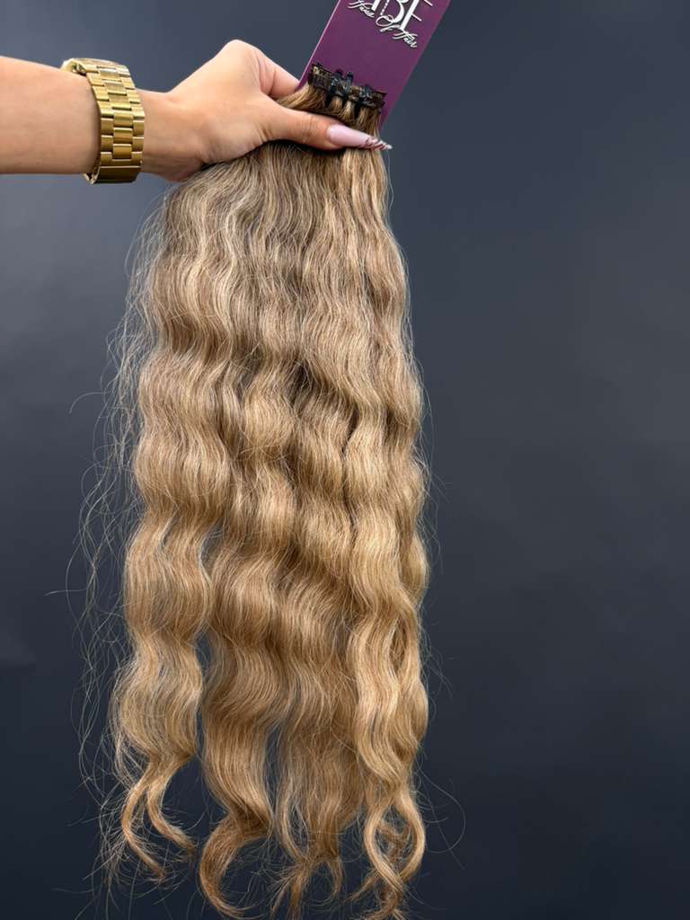 PRE BONDED STRIPS VIRGIN SLAVIC BROWN WAVY 54cm : 59g