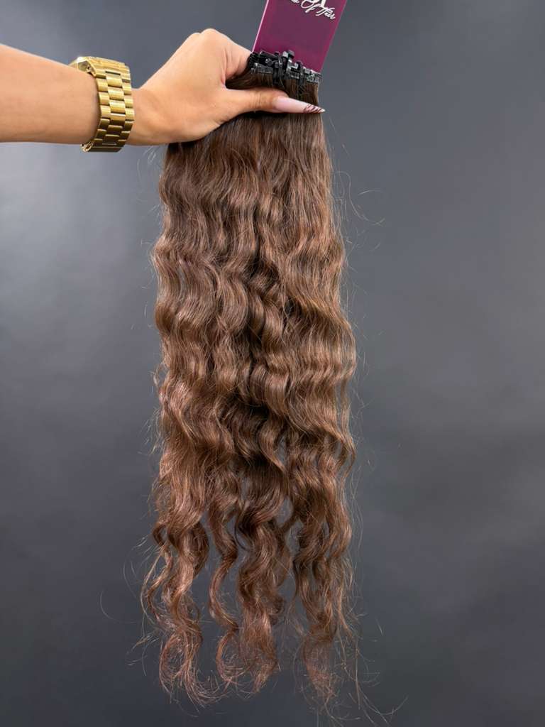 PRE-BONDED STRIPS VIRGIN SLAVIC CURLY 51cm : 64g