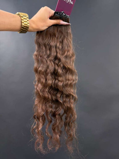 PRE-BONDED STRIPS VIRGIN SLAVIC CURLY 51cm : 64g