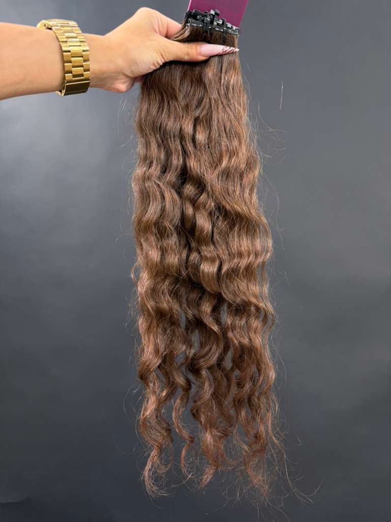 PRE-BONDED STRIPS VIRGIN SLAVIC CURLY 51cm : 64g