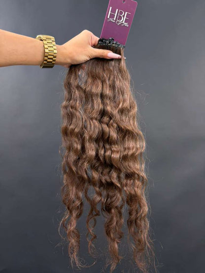 PRE-BONDED STRIPS VIRGIN SLAVIC CURLY 51cm : 64g