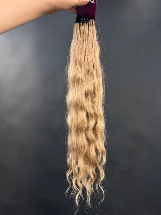 PRE BONDED STRIPS VIRGIN SLAVIC BROWN WAVY 55cm : 77g