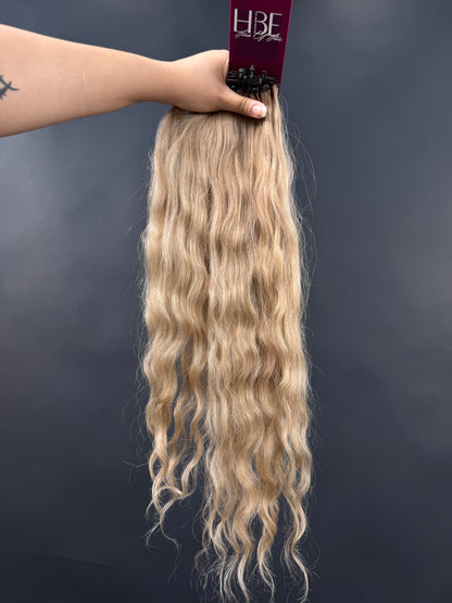 PRE BONDED STRIPS VIRGIN SLAVIC BROWN WAVY 55cm : 77g