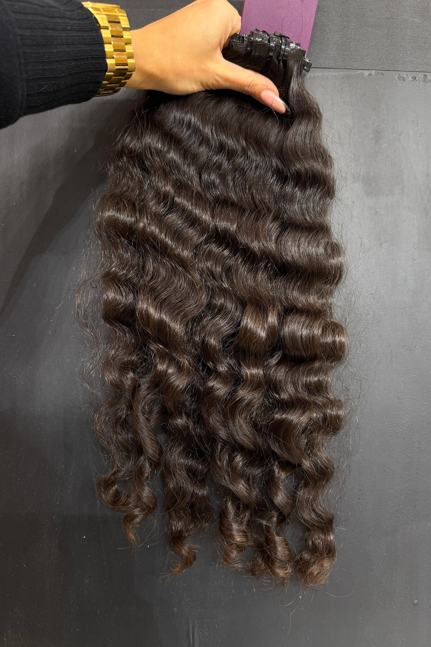 PRE-BONDED STRIPS VIRGIN SLAVIC CURLY 45cm : 75g