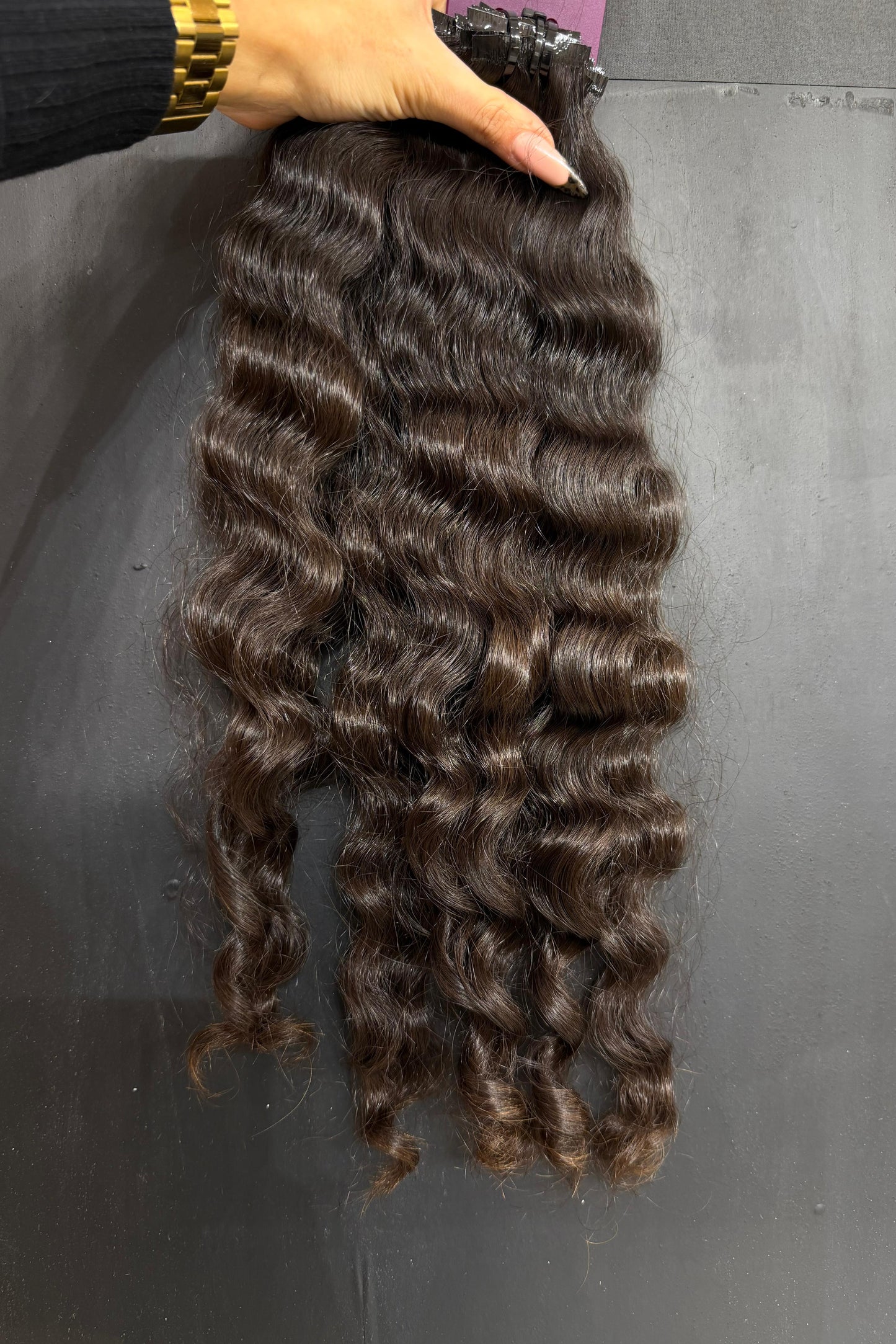 PRE-BONDED STRIPS VIRGIN SLAVIC CURLY 45cm : 75g
