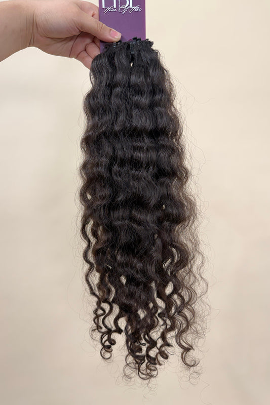 PRE-BONDED STRIPS VIRGIN SLAVIC CURLY 39cm : 68g