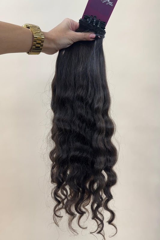 PRE-BONDED STRIPS VIRGIN SLAVIC CURLY 46cm : 92g