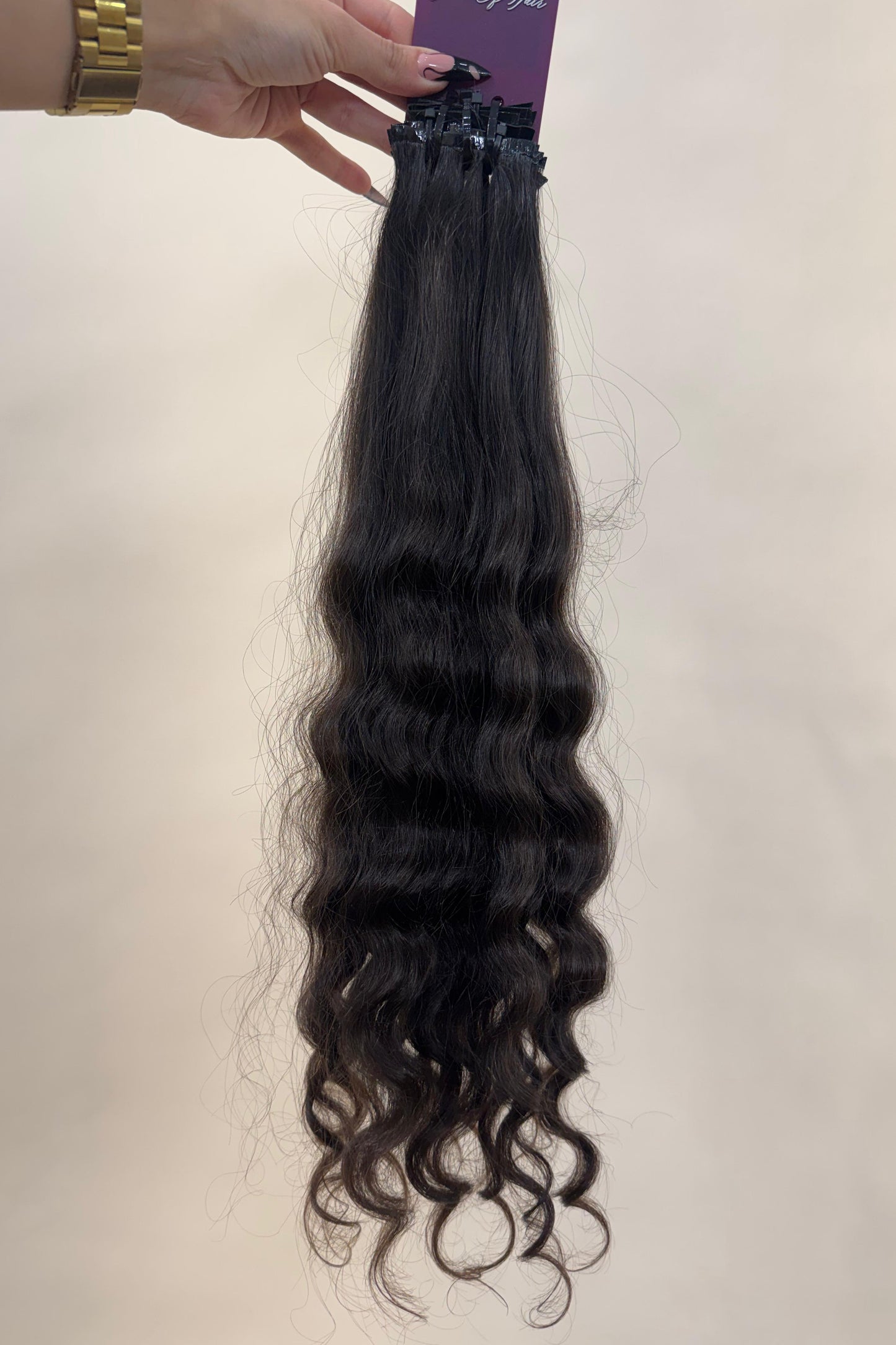 PRE-BONDED STRIPS VIRGIN SLAVIC CURLY 46cm : 92g