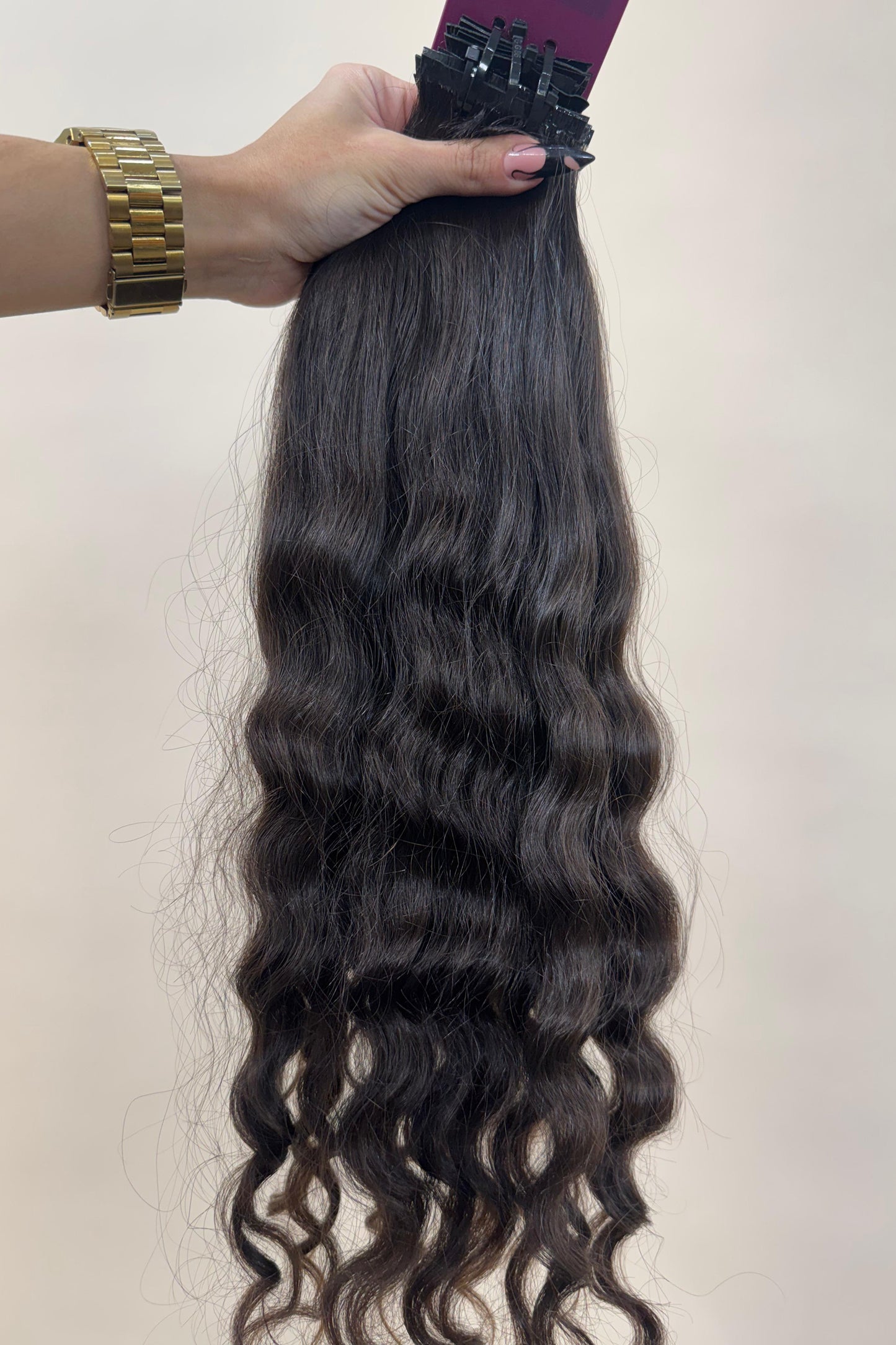 PRE-BONDED STRIPS VIRGIN SLAVIC CURLY 46cm : 92g