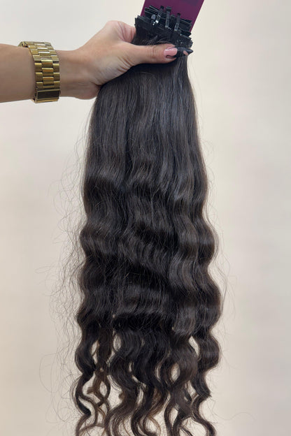 PRE-BONDED STRIPS VIRGIN SLAVIC CURLY 46cm : 92g