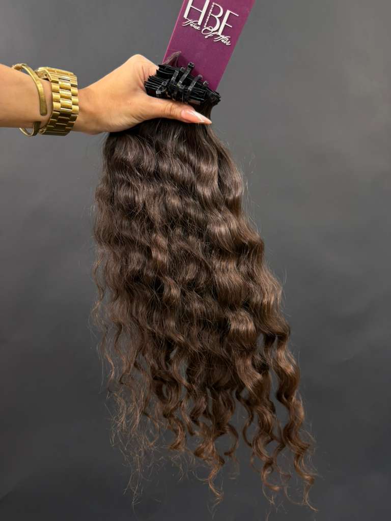 PRE-BONDED STRIPS VIRGIN SLAVIC CURLY 44cm : 102g