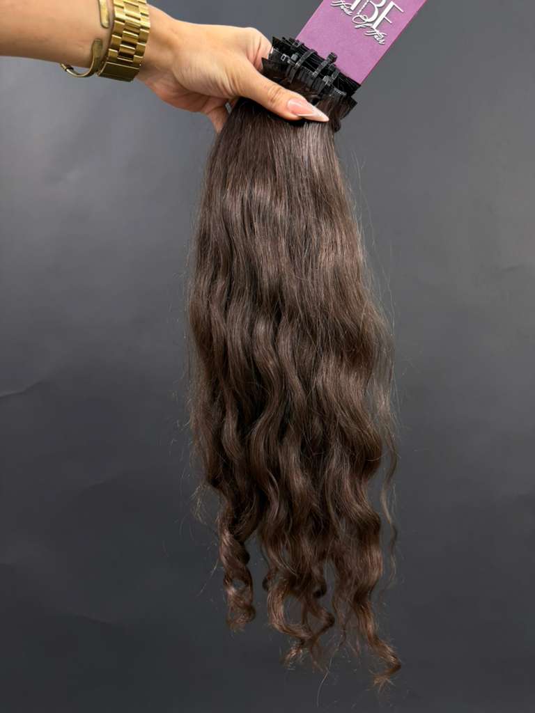 PRE-BONDED STRIPS VIRGIN SLAVIC CURLY 43cm : 79g