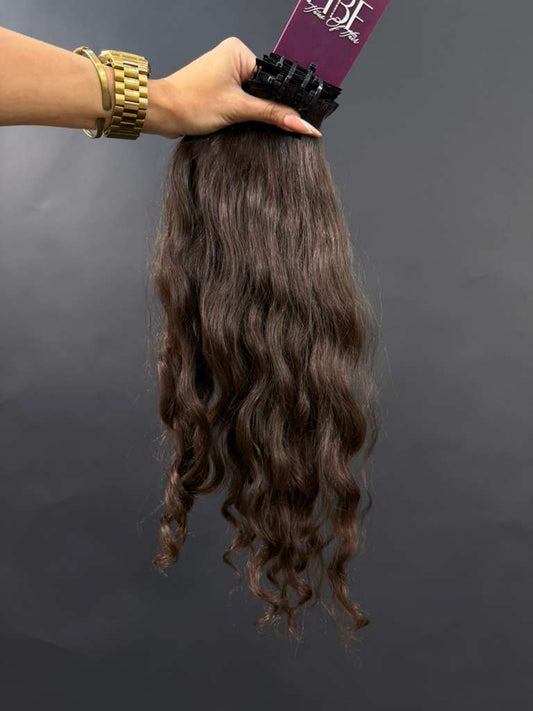 PRE-BONDED STRIPS VIRGIN SLAVIC CURLY 43cm : 79g