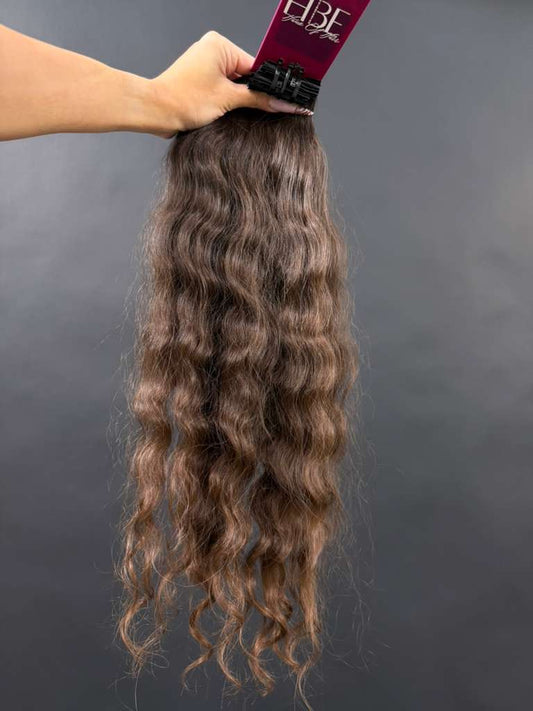 PRE-BONDED VIRGIN SLAVIC DEEP WAVE/CURLY 52cm : 87g