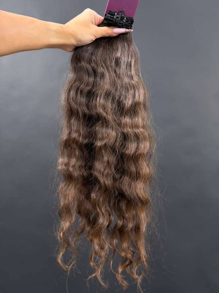 PRE-BONDED VIRGIN SLAVIC DEEP WAVE/CURLY 52cm : 87g