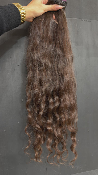 PRE-BONDED STRIPS VIRGIN SLAVIC CURLY 58cm : 69g