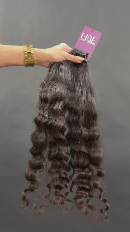 PRE-BONDED STRIPS VIRGIN SLAVIC CURLY 50cm : 63g