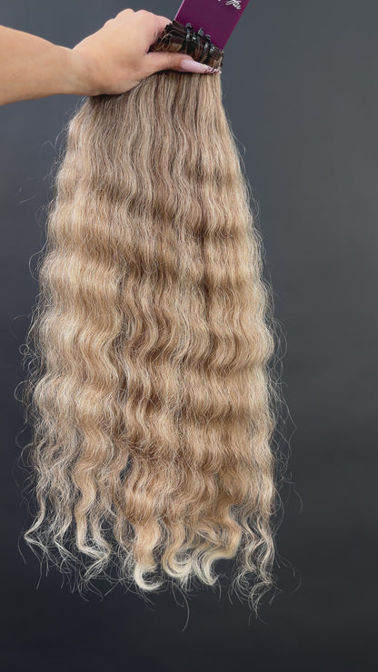 PRE-BONDED VIRGIN SLAVIC CURLY 55cm : 113g