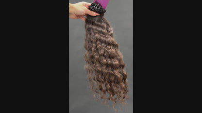 PRE-BONDED STRIPS VIRGIN SLAVIC CURLY 44cm : 102g