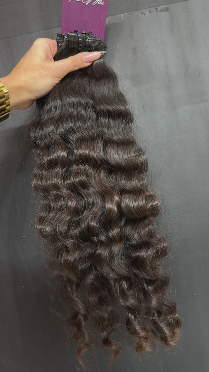 PRE-BONDED STRIPS VIRGIN SLAVIC CURLY 45cm : 75g