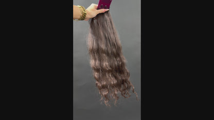 PRE-BONDED STRIPS VIRGIN SLAVIC CURLY 54cm : 68g
