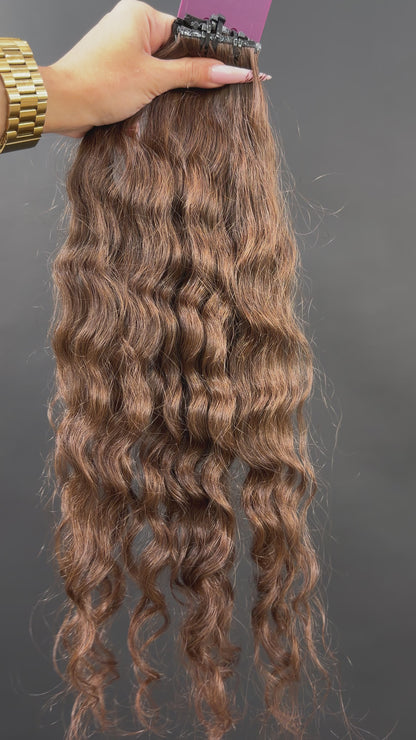 PRE-BONDED STRIPS VIRGIN SLAVIC CURLY 51cm : 64g