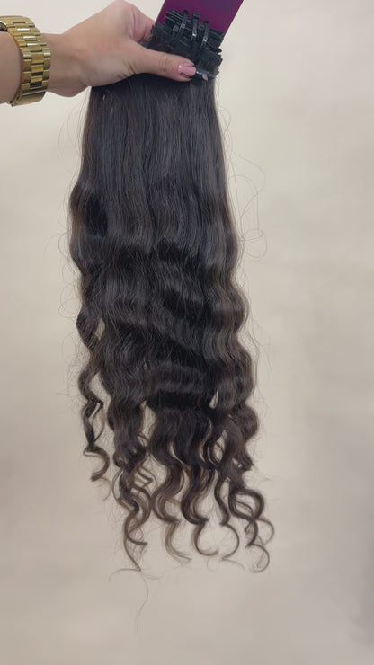 PRE-BONDED STRIPS VIRGIN SLAVIC CURLY 46cm : 92g