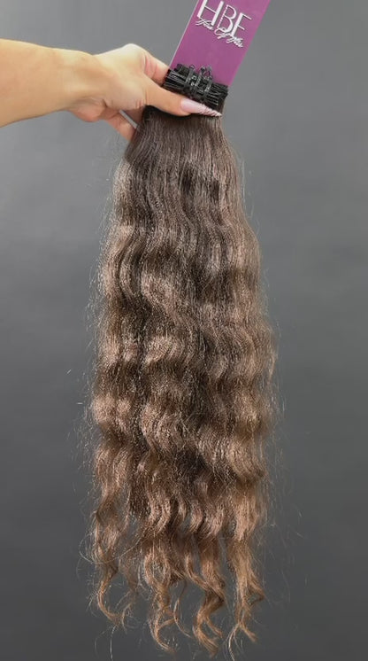 PRE-BONDED VIRGIN SLAVIC DEEP WAVE/CURLY 52cm : 87g