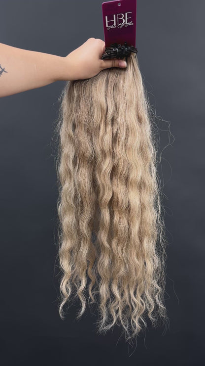 PRE-BONDED VIRGIN SLAVIC WAVY CURLY 58cm : 112g